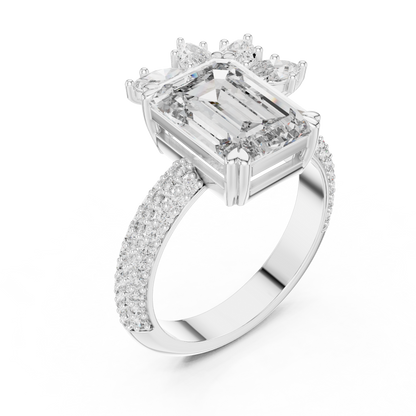 Large Square with Crown Diamond Ring - SB-9-24