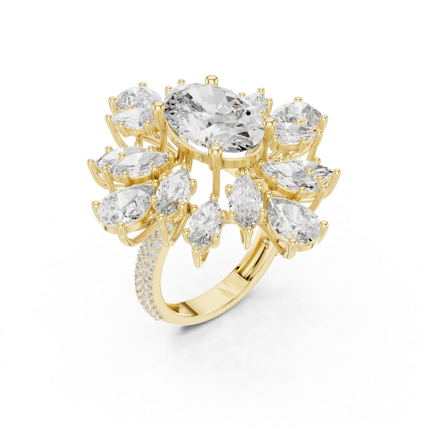 Royal Multi Leaf Shape Diamond Ring - SB-9-25