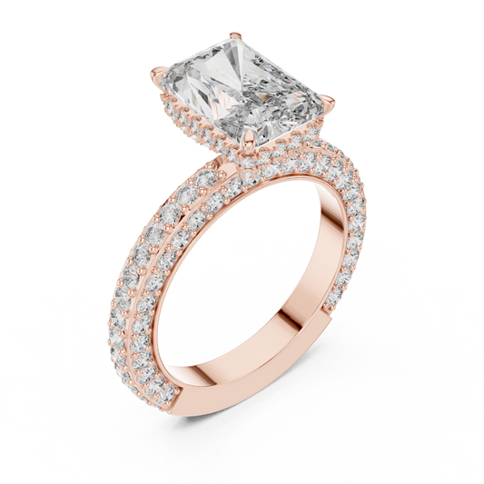 Square Diamond Three Side Covered Diamonds Ring - SB-9-31