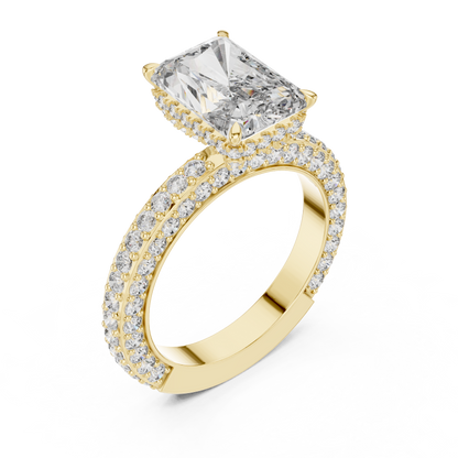 Square Diamond Three Side Covered Diamonds Ring - SB-9-31