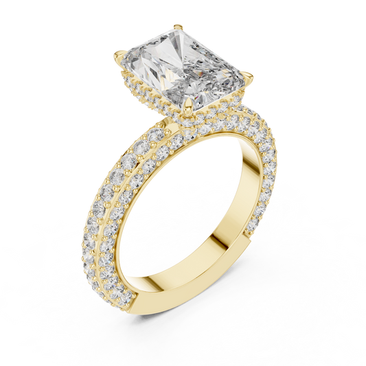 Square Diamond Three Side Covered Diamonds Ring - SB-9-31