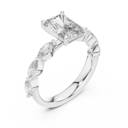 Square Diamond with Leaves Diamond Border Ring - SB-9-35