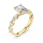 Square Diamond with Leaves Diamond Border Ring - SB-9-35