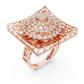 Flower Bouquet Shape Square Base Diamond Ring - SB-9-38