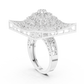 Flower Bouquet Shape Square Base Diamond Ring - SB-9-38