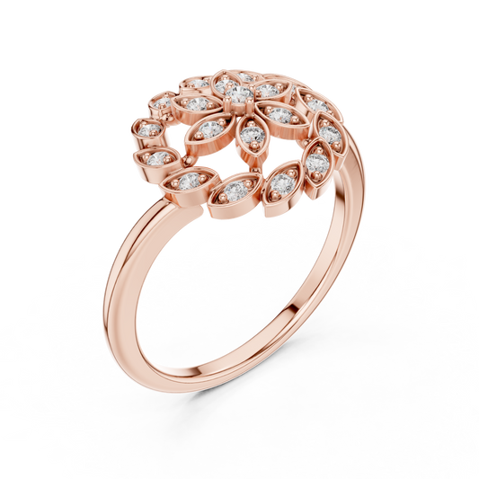 Round Leaves Design Diamond Ring - SB-9-40