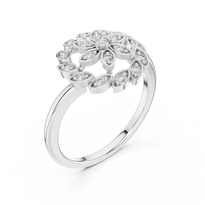 Round Leaves Design Diamond Ring - SB-9-40