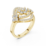 Triple Flower with Dual Curved Border Diamond Ring - SB-9-44