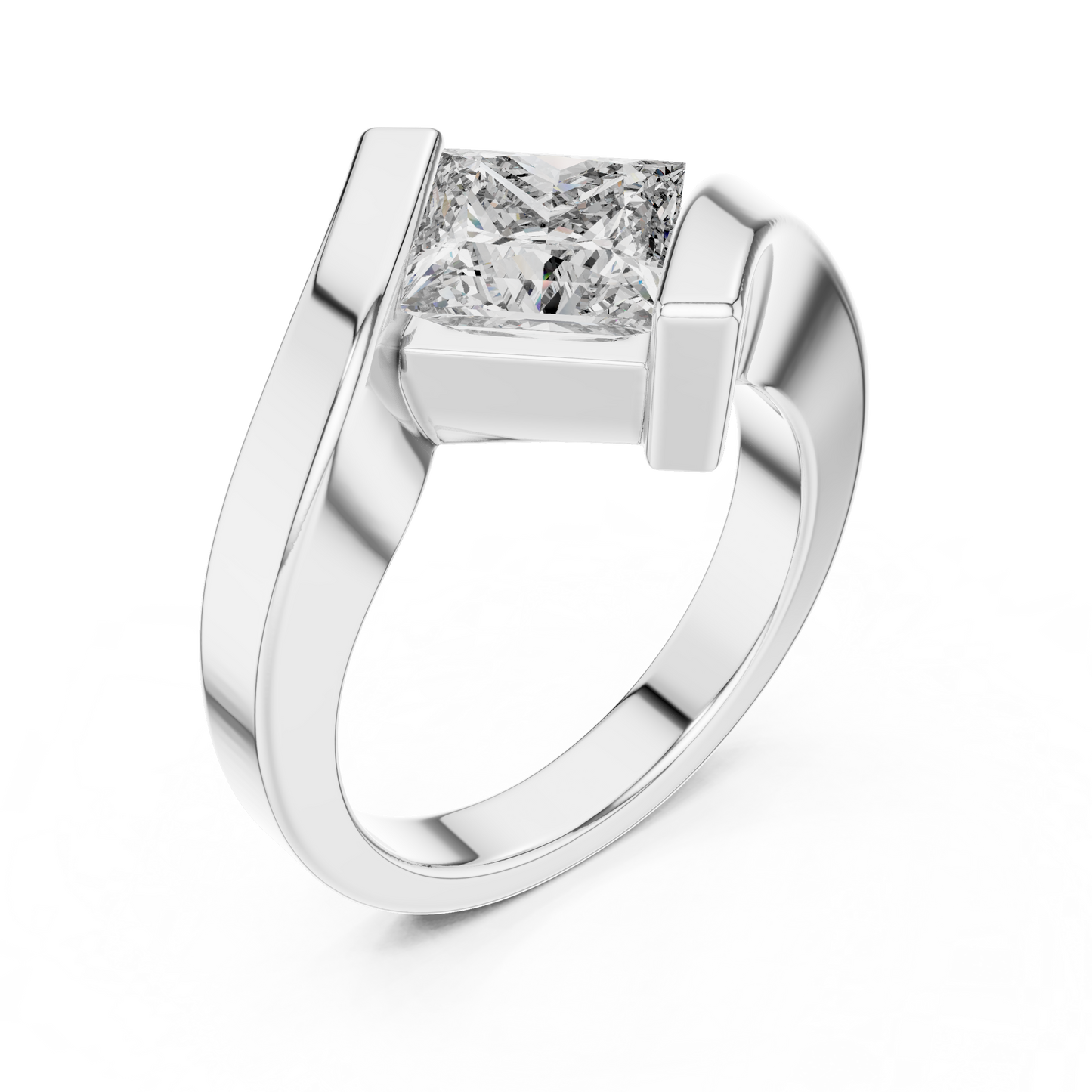 Tilted Square Aesthetic Diamond Ring - SB-9-46