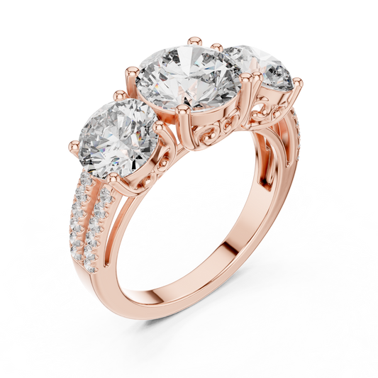 Royal Triple Diamonds with Diamond border Ring - SB-9-47