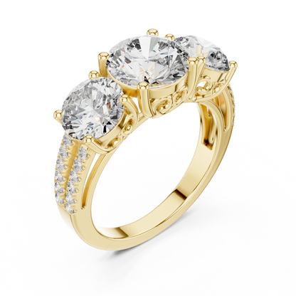 Royal Triple Diamonds with Diamond border Ring - SB-9-47