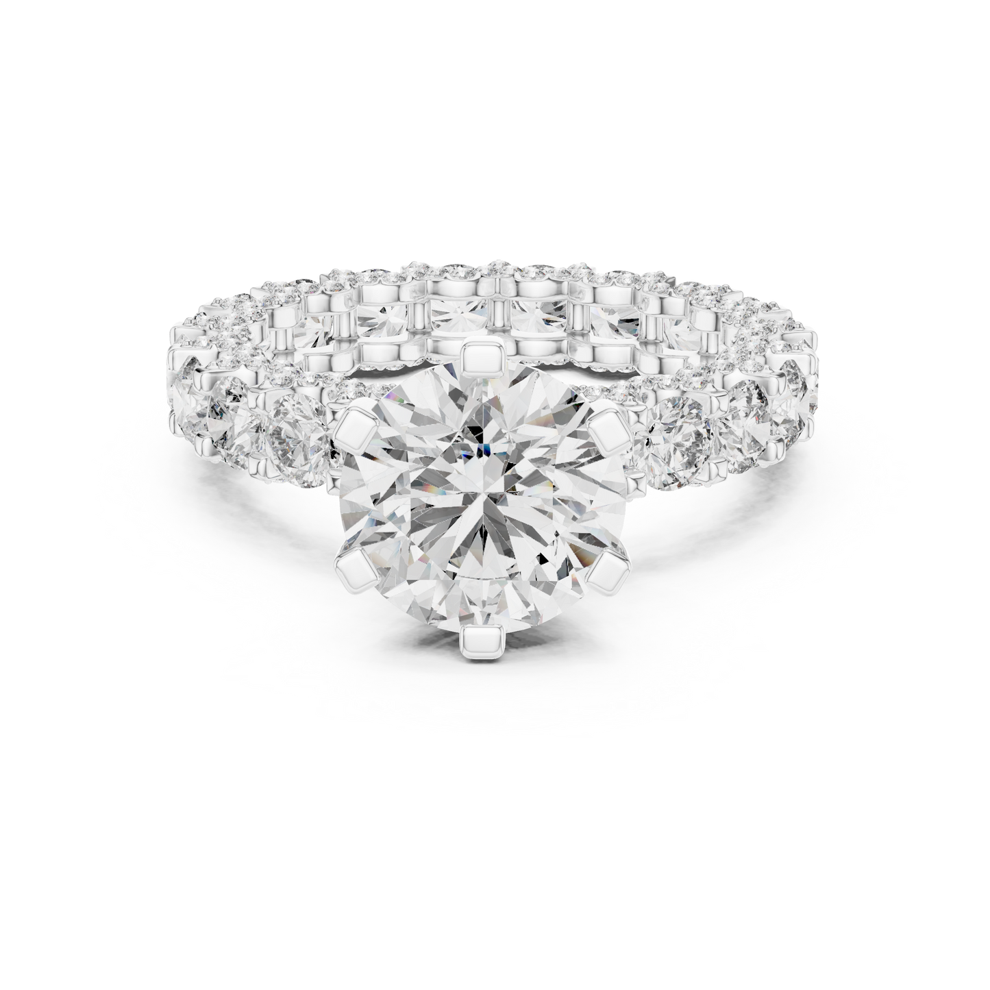 Princess Full Round Bordered Diamond Ring - SB-9-49