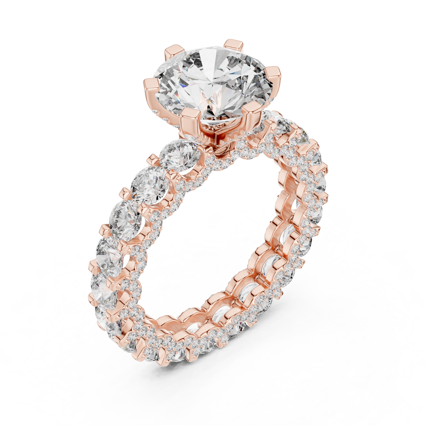 Princess Full Round Bordered Diamond Ring - SB-9-49