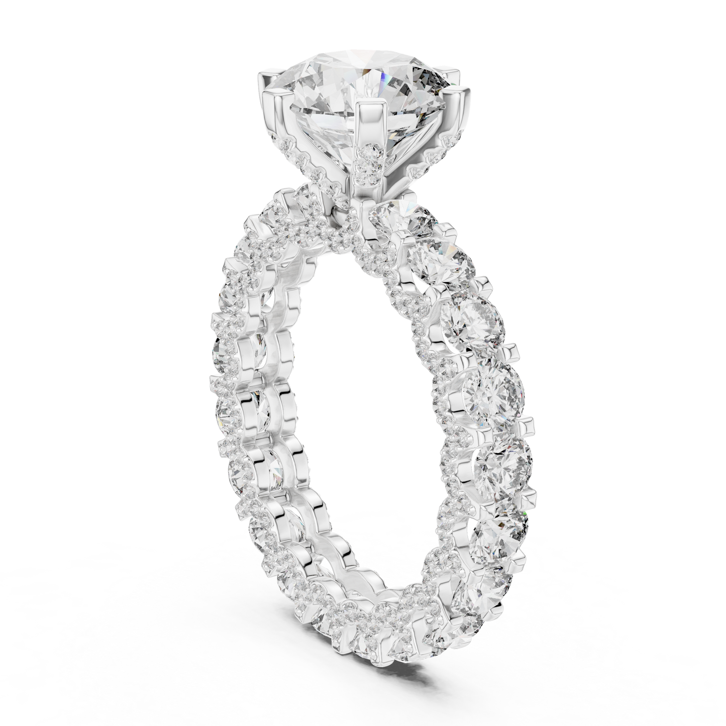 Princess Full Round Bordered Diamond Ring - SB-9-49