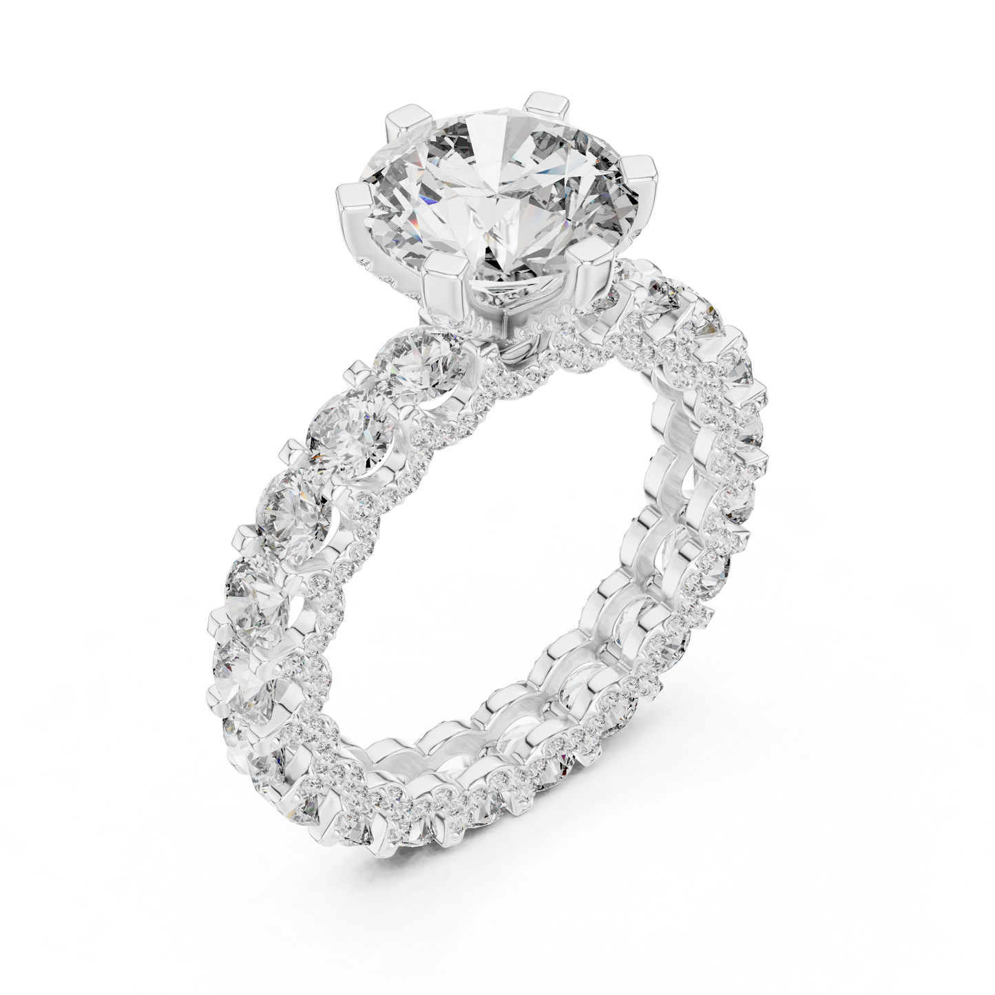 Princess Full Round Bordered Diamond Ring - SB-9-49
