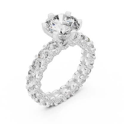 Princess Full Round Bordered Diamond Ring - SB-9-49