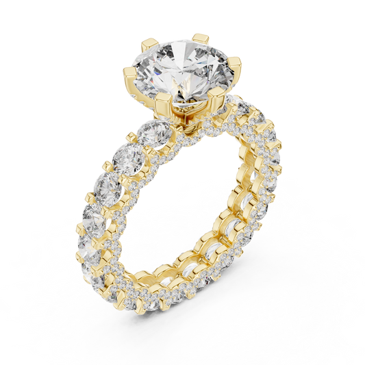 Princess Full Round Bordered Diamond Ring - SB-9-49