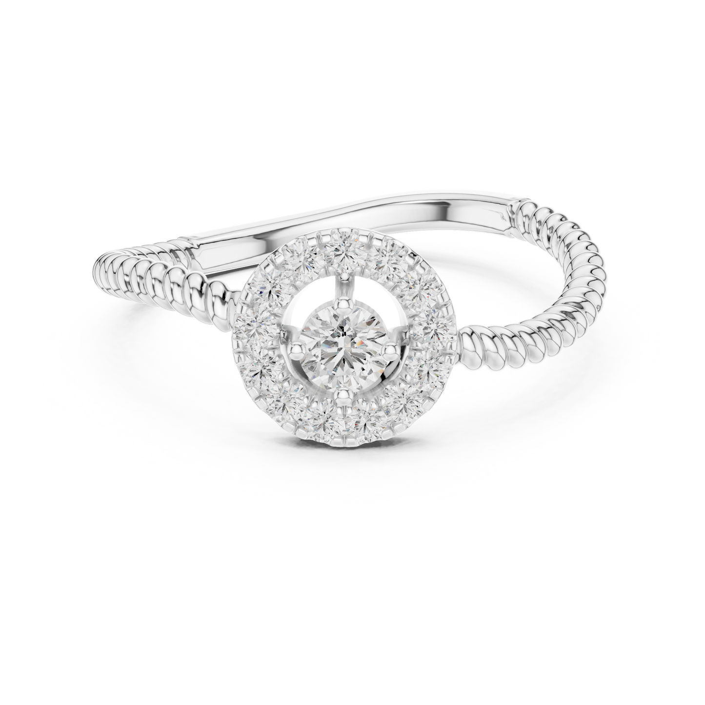 Curved Shape Aesthetic Diamond Ring - SB-9-51