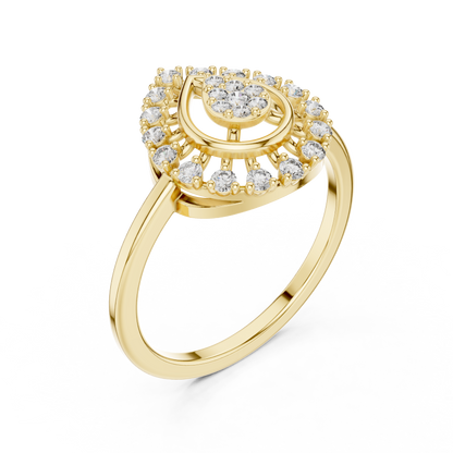 Peacock Feather Shaped Diamond Ring - SB-9-55