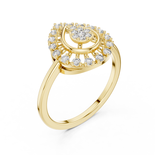Peacock Feather Shaped Diamond Ring - SB-9-55