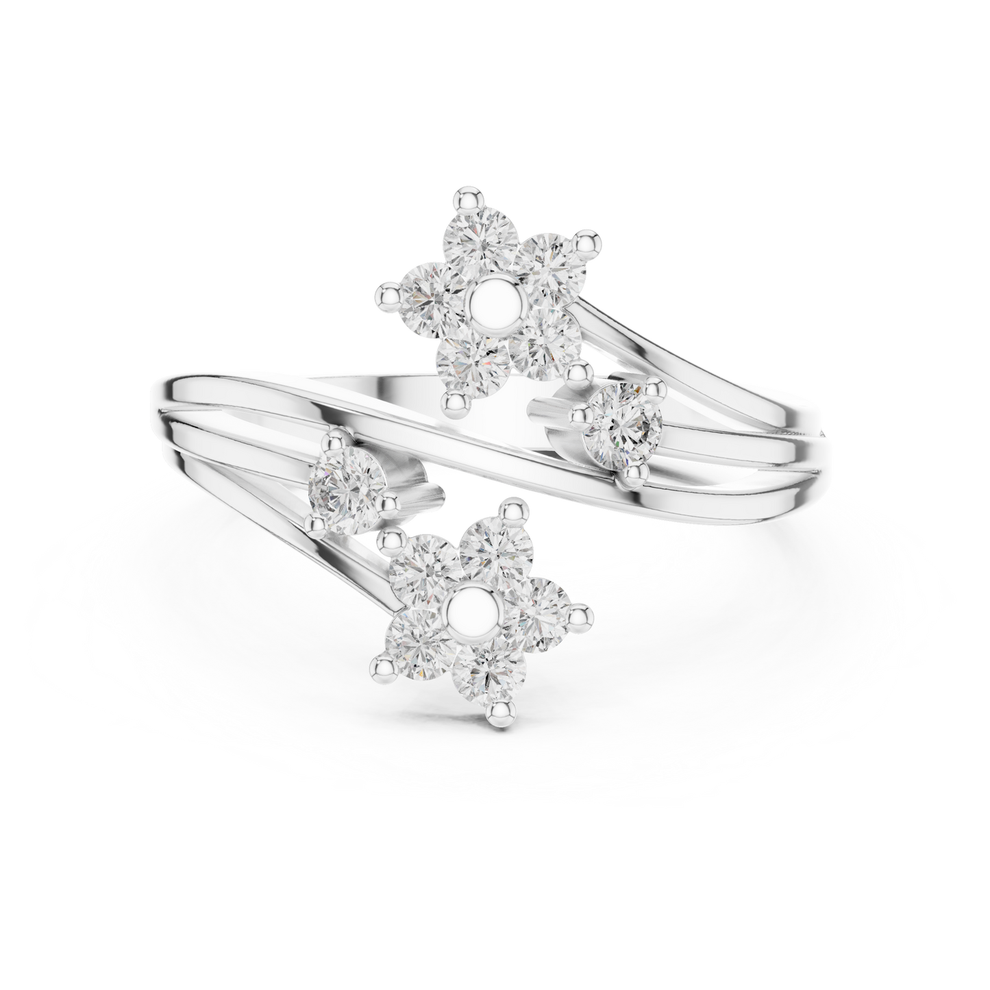 Dual Flower Design Diamond Ring SB-9-63