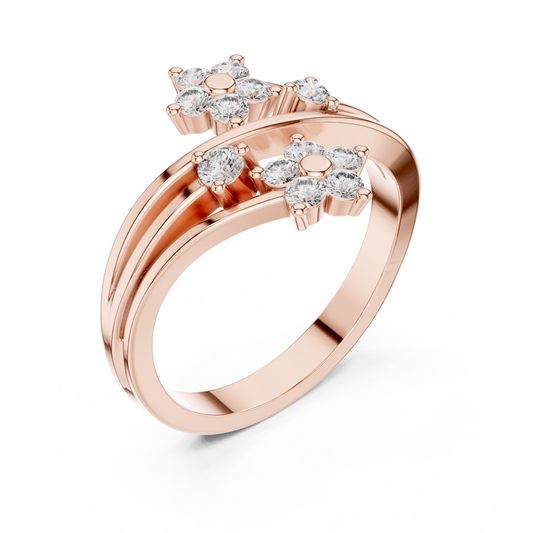 Dual Flower Design Diamond Ring SB-9-63