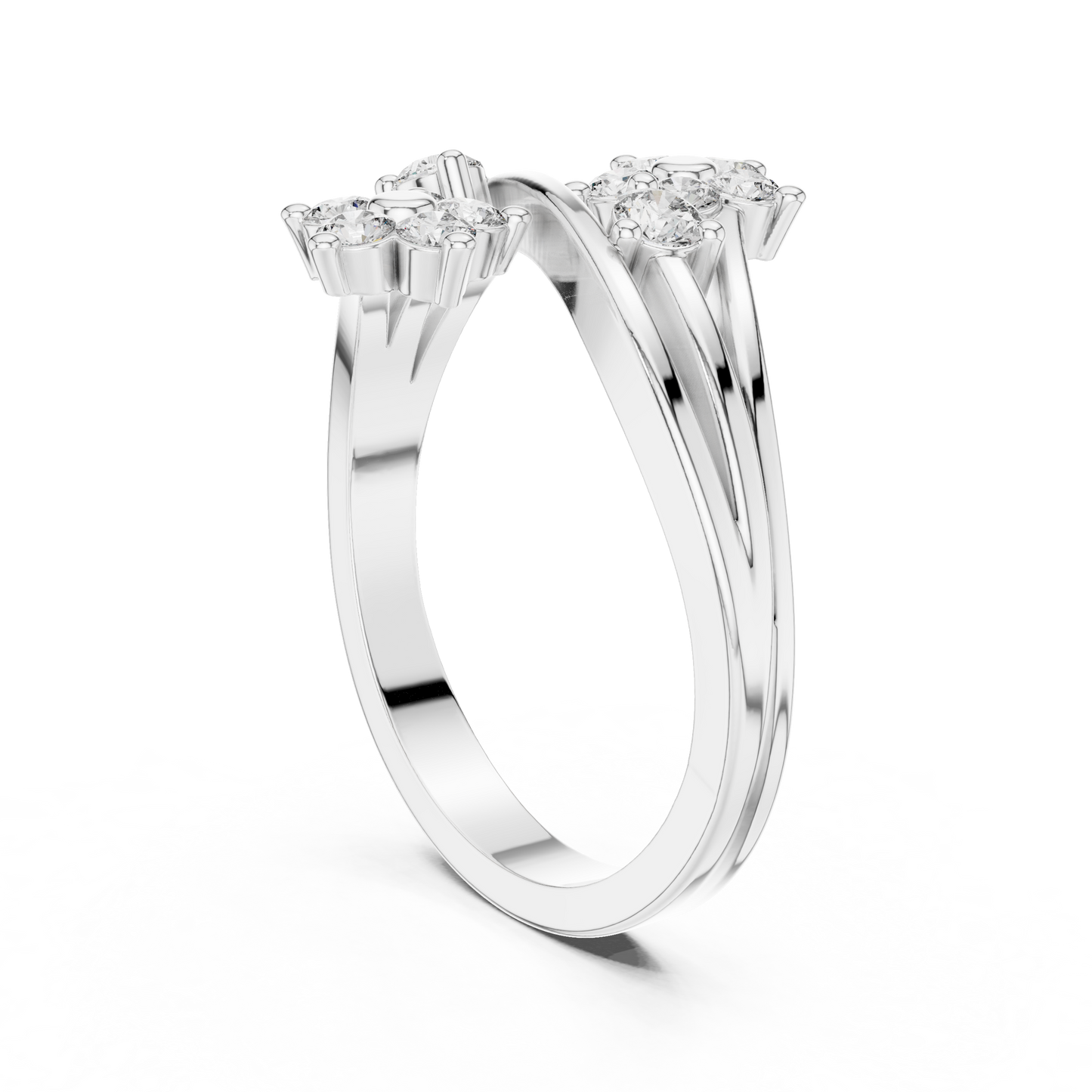 Dual Flower Design Diamond Ring SB-9-63