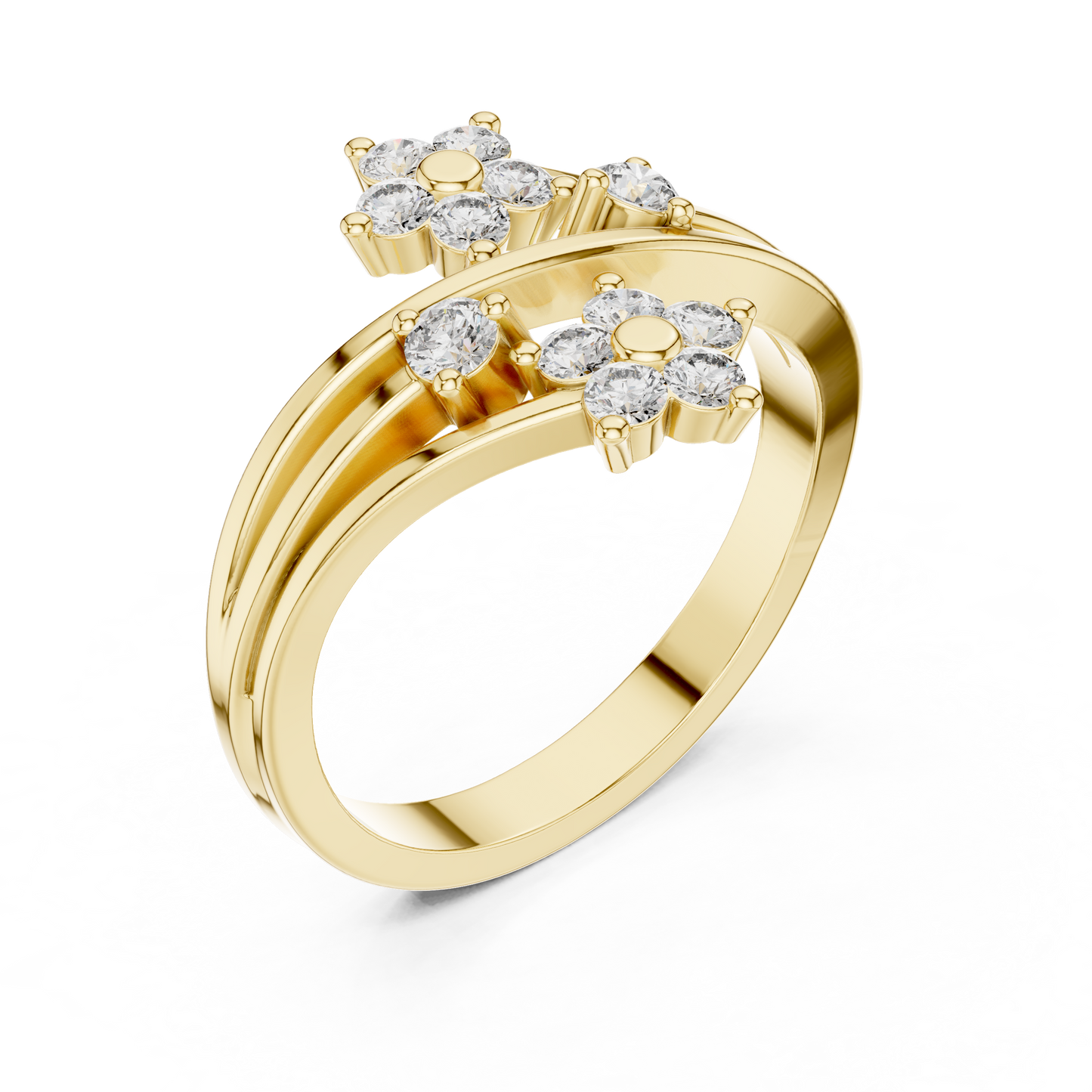 Dual Flower Design Diamond Ring SB-9-63