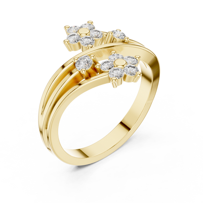 Dual Flower Design Diamond Ring SB-9-63