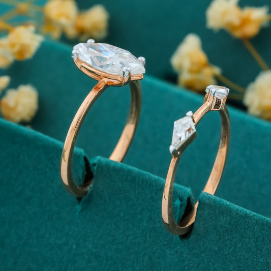 Marquise-Cut Diamond 2-in-1 Bridal Ring Set in Rose Gold